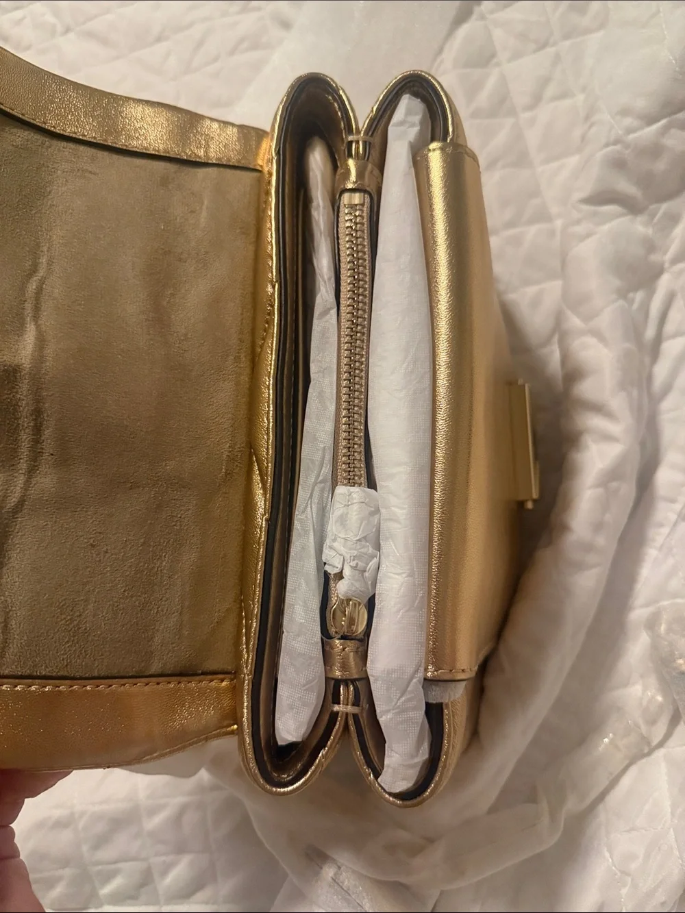 Michael Kors Metallic Gold Quilted Crossbody Bag